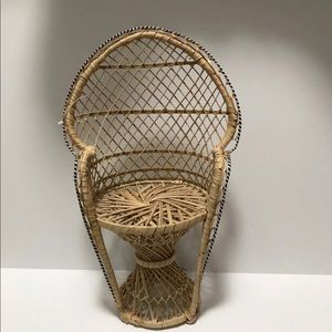 Peacock Wicker Doll Chair Plant Stand